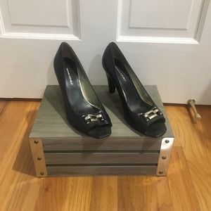Banana Republic Black Leather Peep Toe Pump